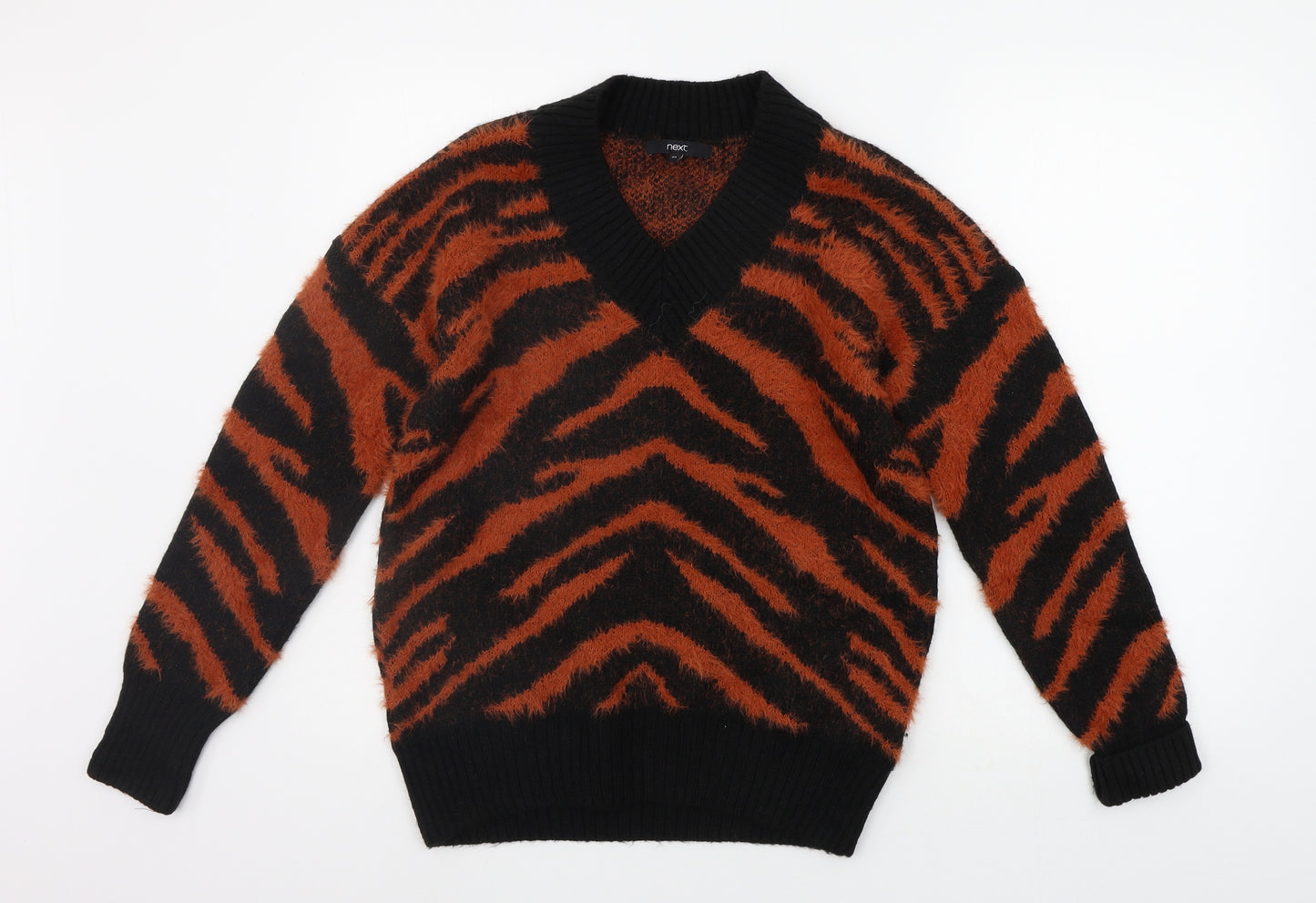 NEXT Womens Orange Geometric  Pullover Jumper Size XS