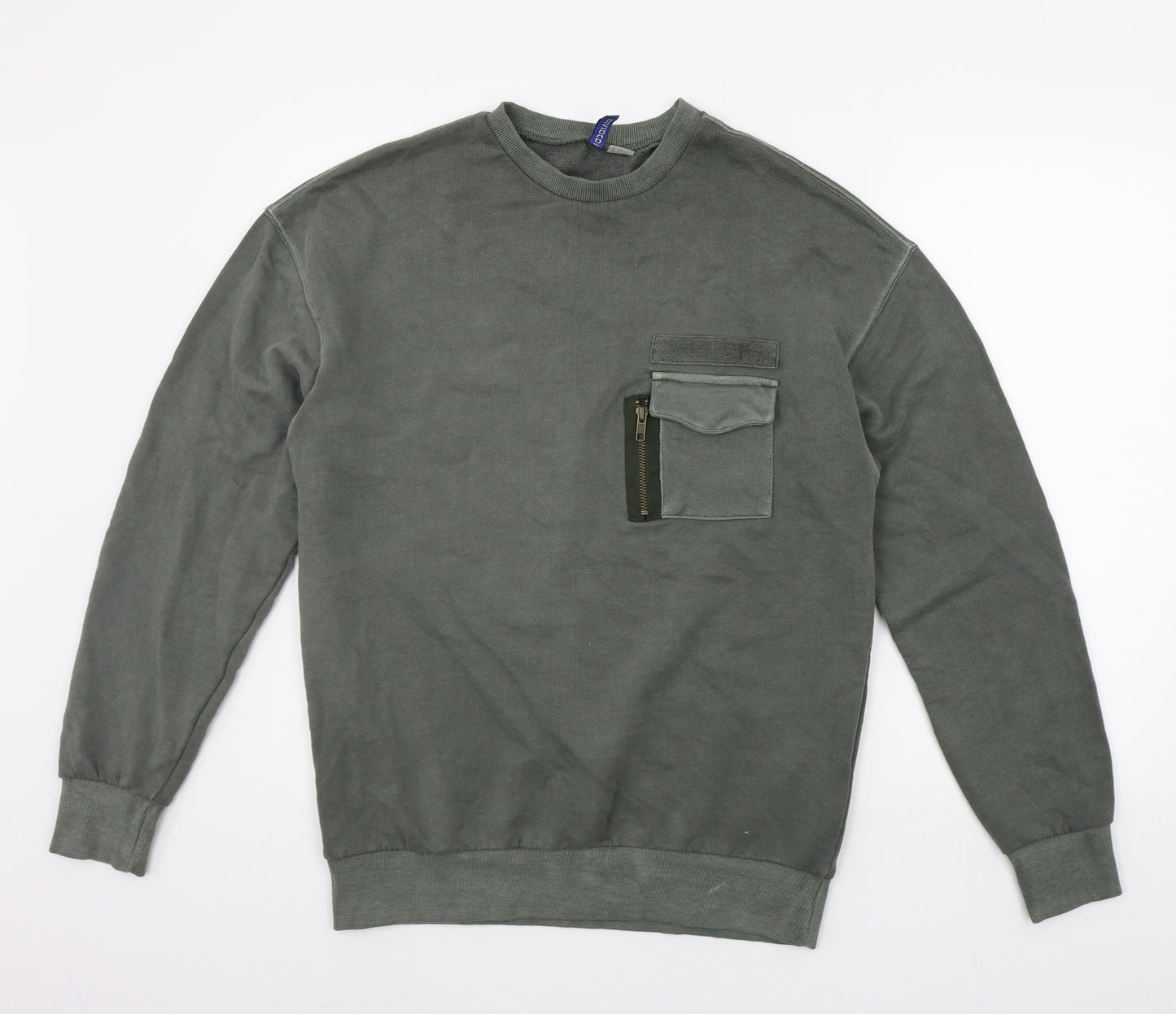 Divided Mens Grey Houndstooth  Pullover Jumper Size S