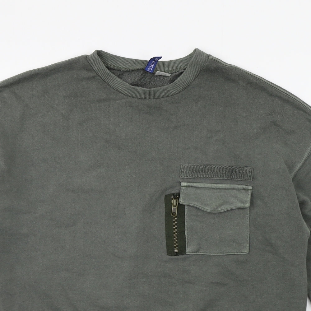 Divided Mens Grey Houndstooth  Pullover Jumper Size S