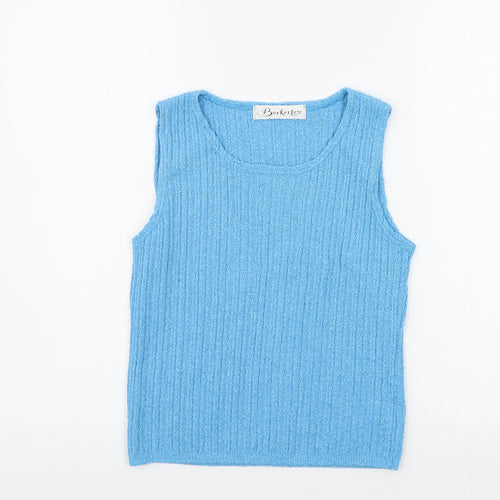 bertertex Womens Blue Houndstooth  Henley Jumper Size 14