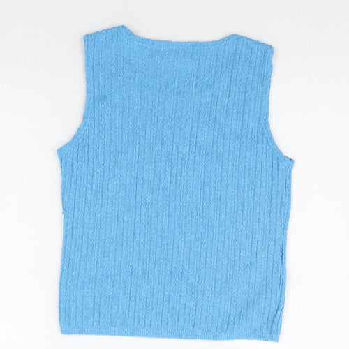 bertertex Womens Blue Houndstooth  Henley Jumper Size 14