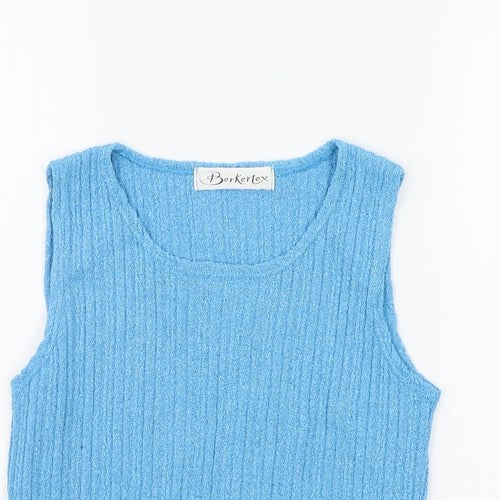 bertertex Womens Blue Houndstooth  Henley Jumper Size 14