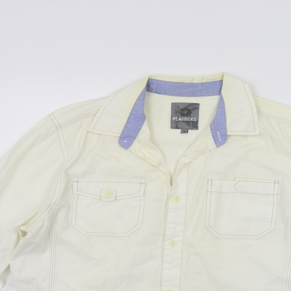 Peacocks Mens White    Button-Up Size M