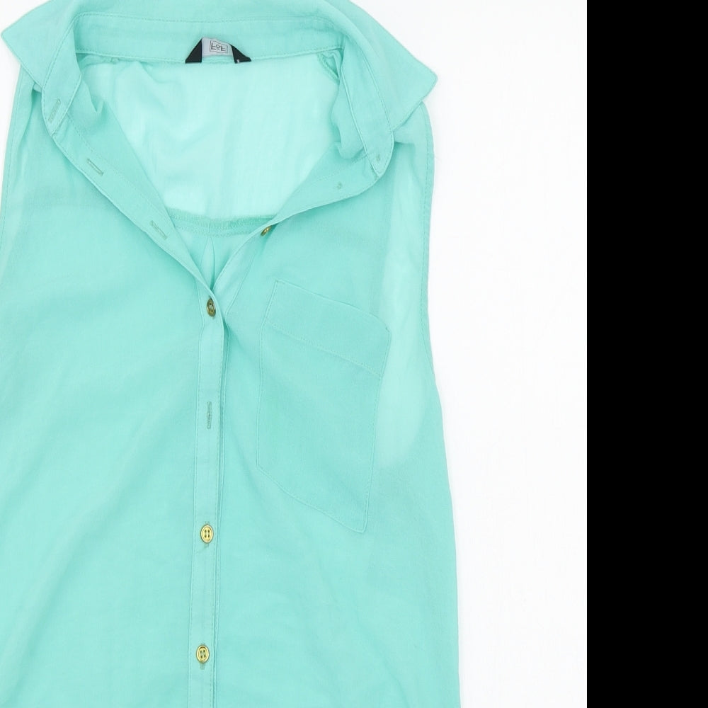 F&F Womens Green   Basic Button-Up Size 8
