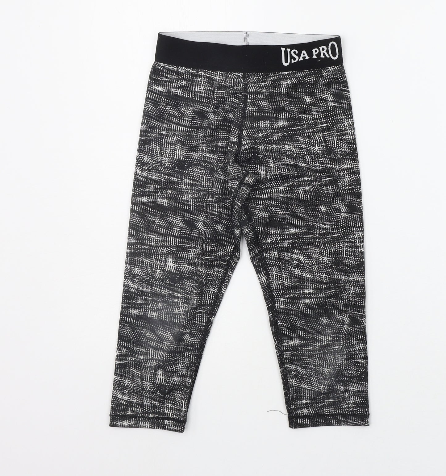 USA Pro Girls Black Geometric  Jegging Trousers Size 7-8 Years - Elasticated Waist