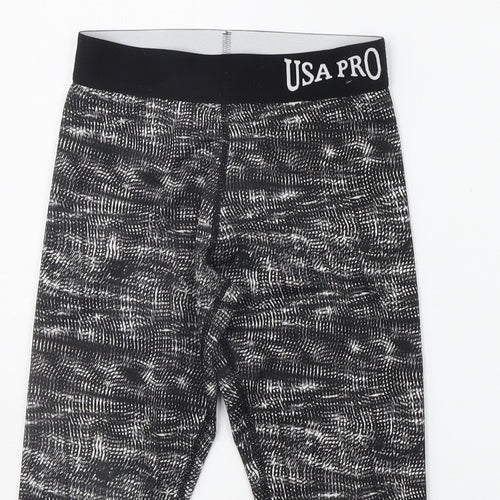USA Pro Girls Black Geometric  Jegging Trousers Size 7-8 Years - Elasticated Waist