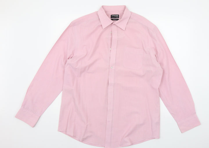 DEBNHAMS Mens Pink    Button-Up Size 17
