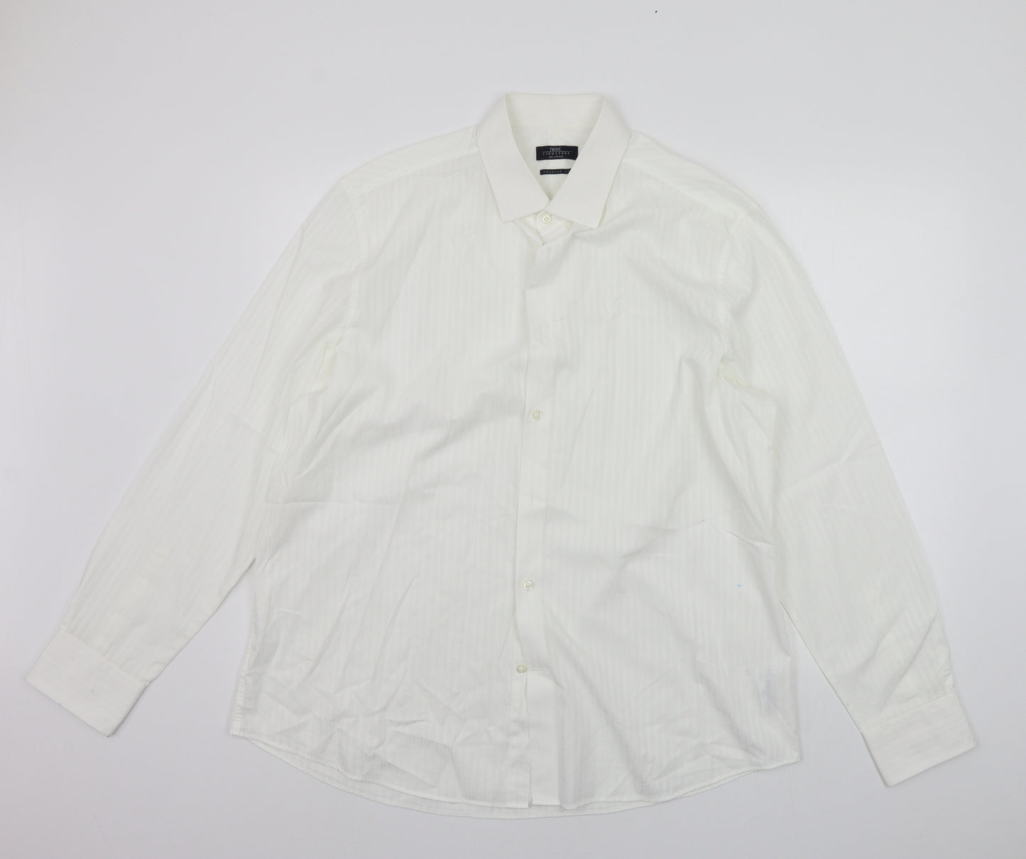 NEXT Mens White    Button-Up Size 17.5