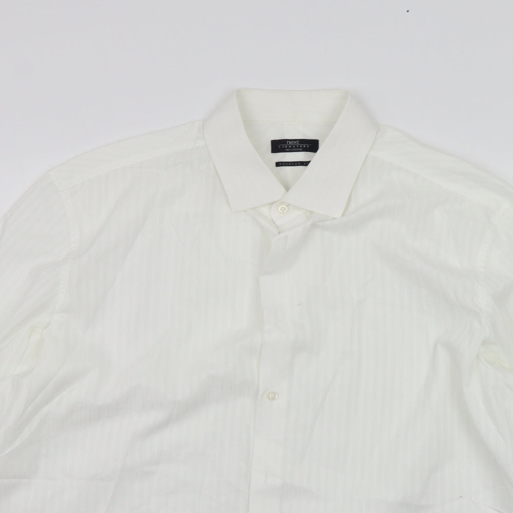 NEXT Mens White    Button-Up Size 17.5