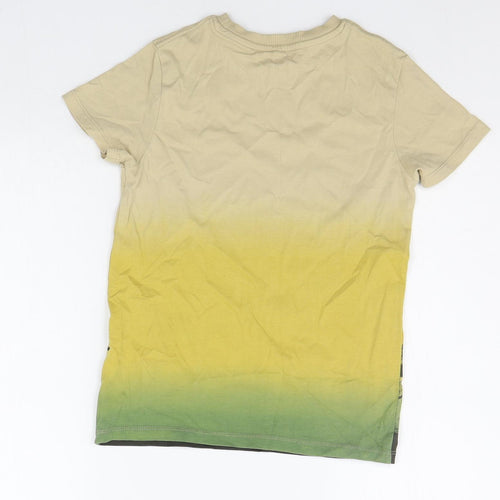 Marks and Spencer Girls Beige Geometric  Basic T-Shirt Size 7-8 Years  - palm trees