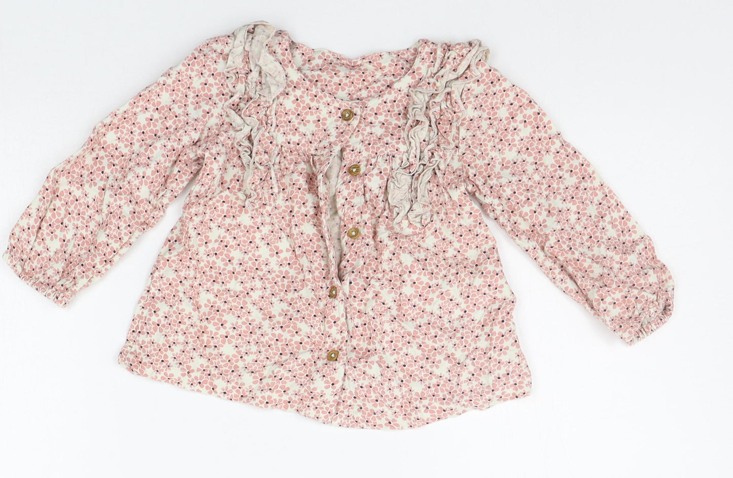 Marks and Spencer Baby Beige Floral  Basic Button-Up Size 12-18 Months