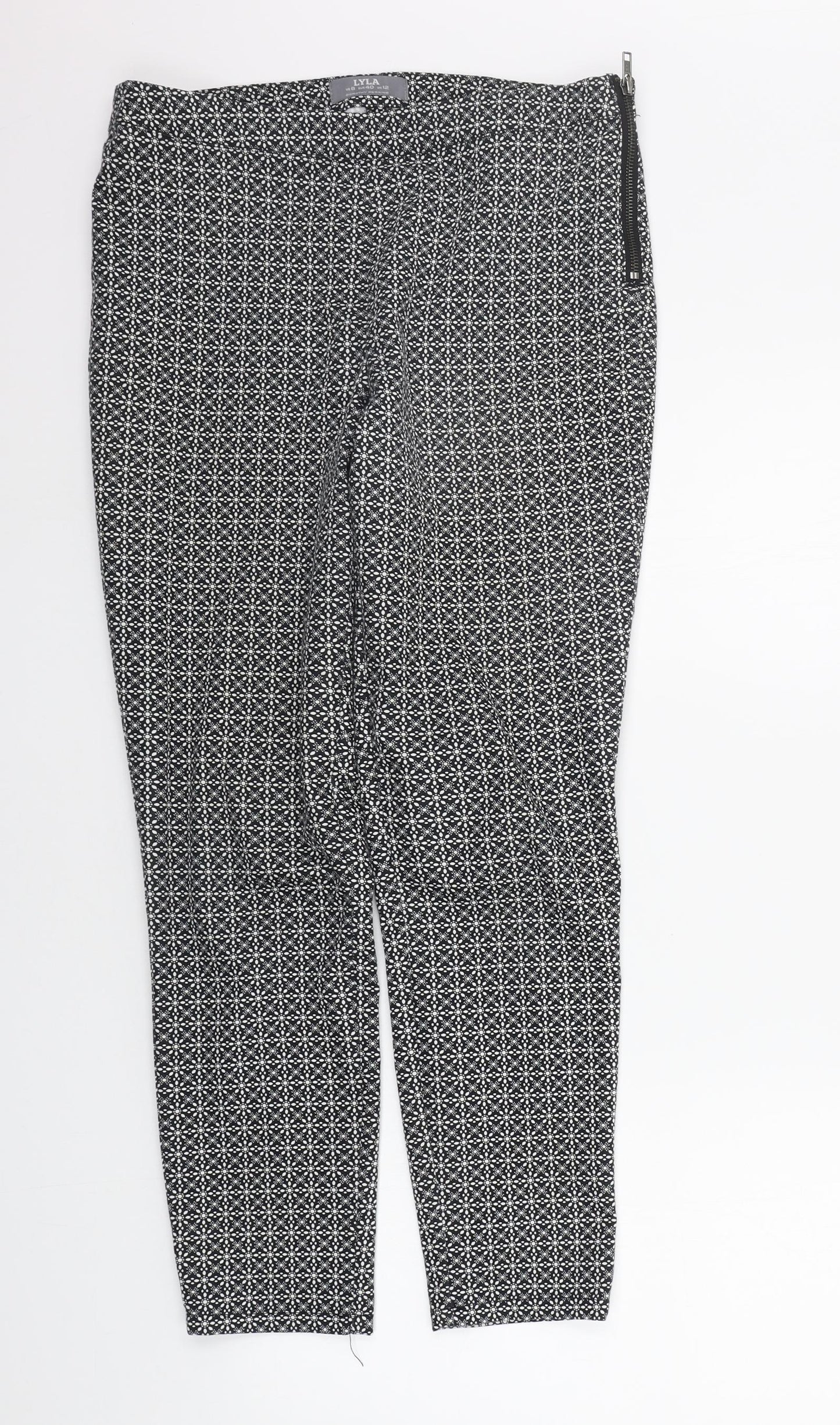 Dorothy Perkins Womens Grey Geometric  Trousers  Size 12 L26 in