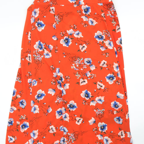 Debenhams Womens Red Floral  A-Line Skirt Size 14