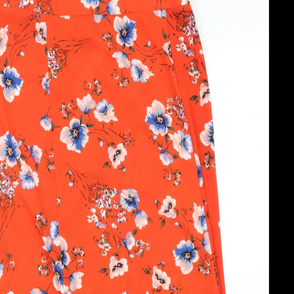 Debenhams Womens Red Floral  A-Line Skirt Size 14