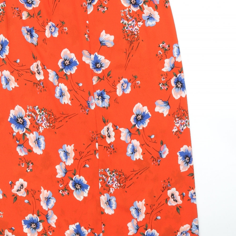 Debenhams Womens Red Floral  A-Line Skirt Size 14