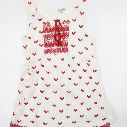 Anmol Womens White Geometric  A-Line  Size L