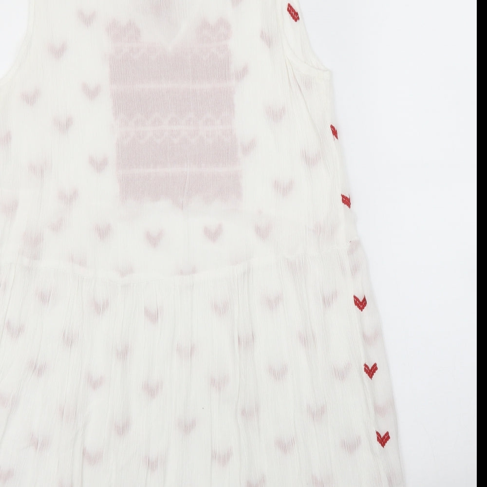 Anmol Womens White Geometric  A-Line  Size L