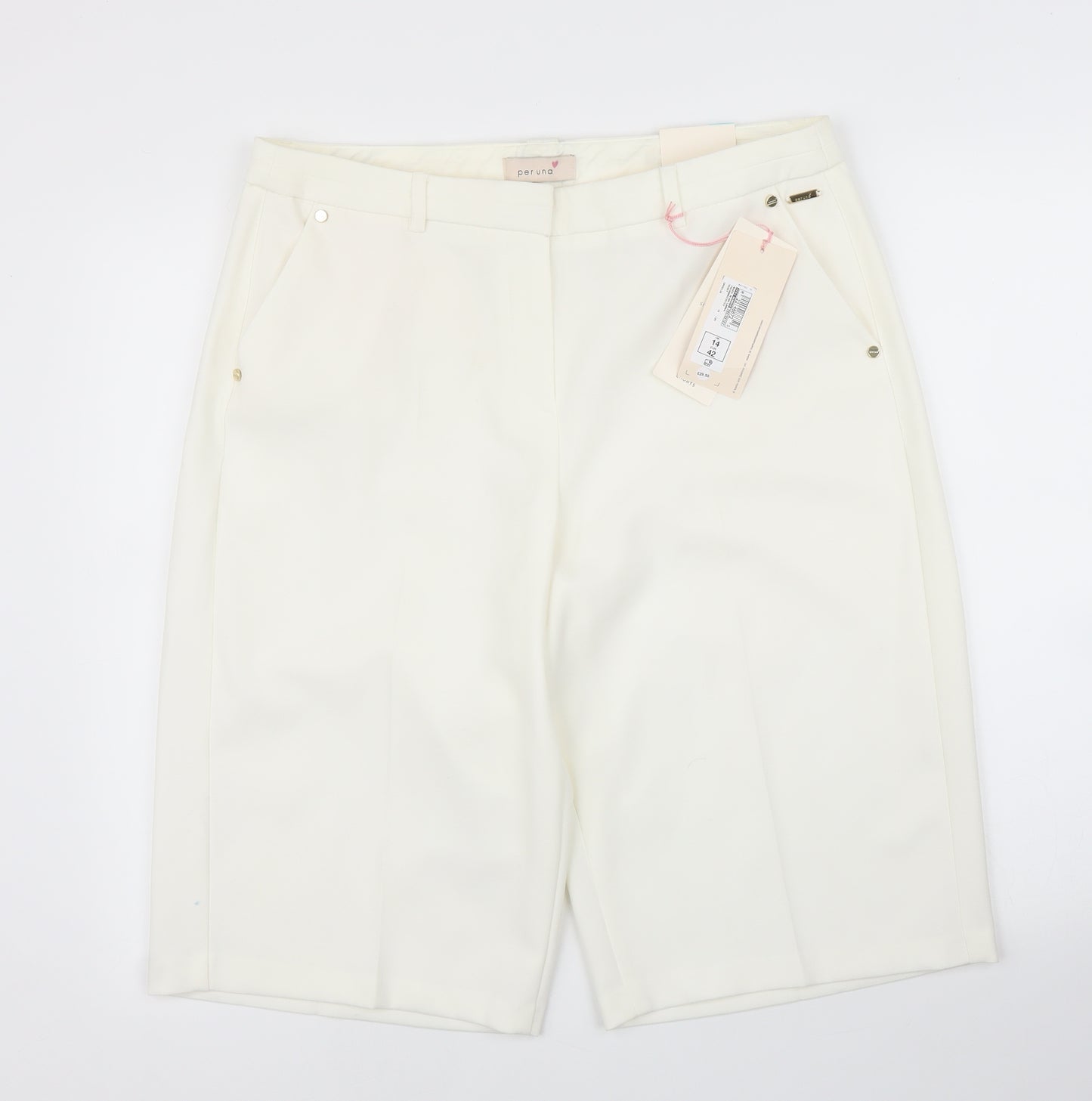M&S Womens Ivory   Bermuda Shorts Size 14