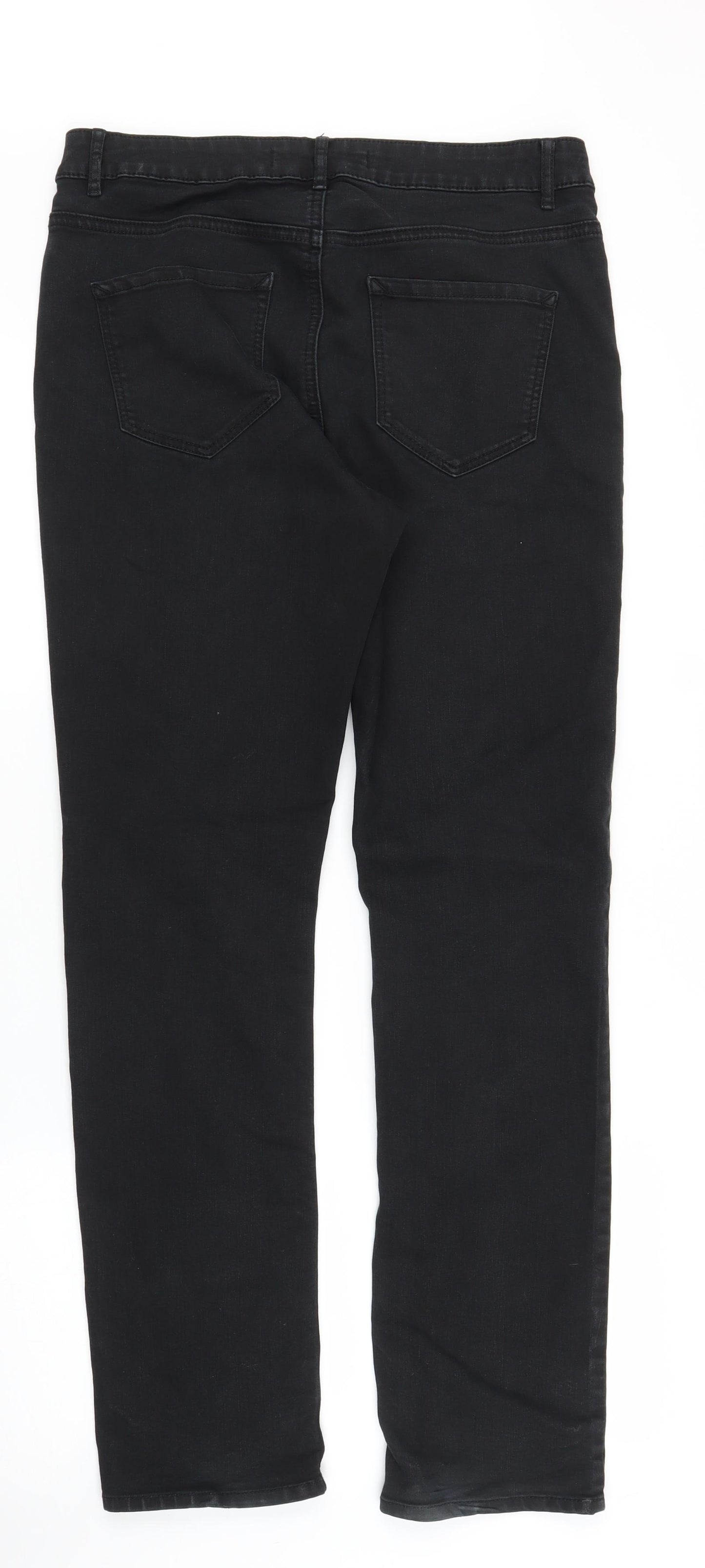 George Womens Black  Denim Straight Jeans Size 14 L29 in