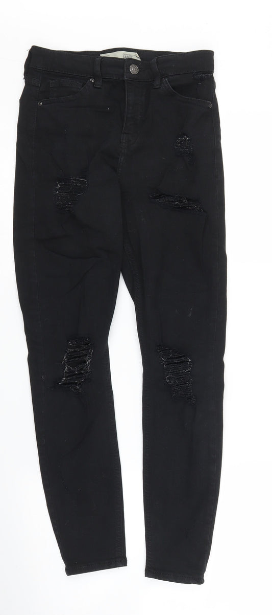 Front view of Topshop women’s black denim skinny jeans, size UK 24, in, 25-inch leg