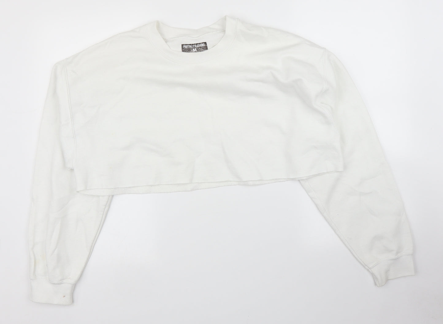 PRETTYLITTLETHING Womens White   Pullover Jumper Size M  - Cropped