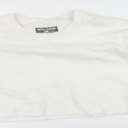 PRETTYLITTLETHING Womens White   Pullover Jumper Size M  - Cropped