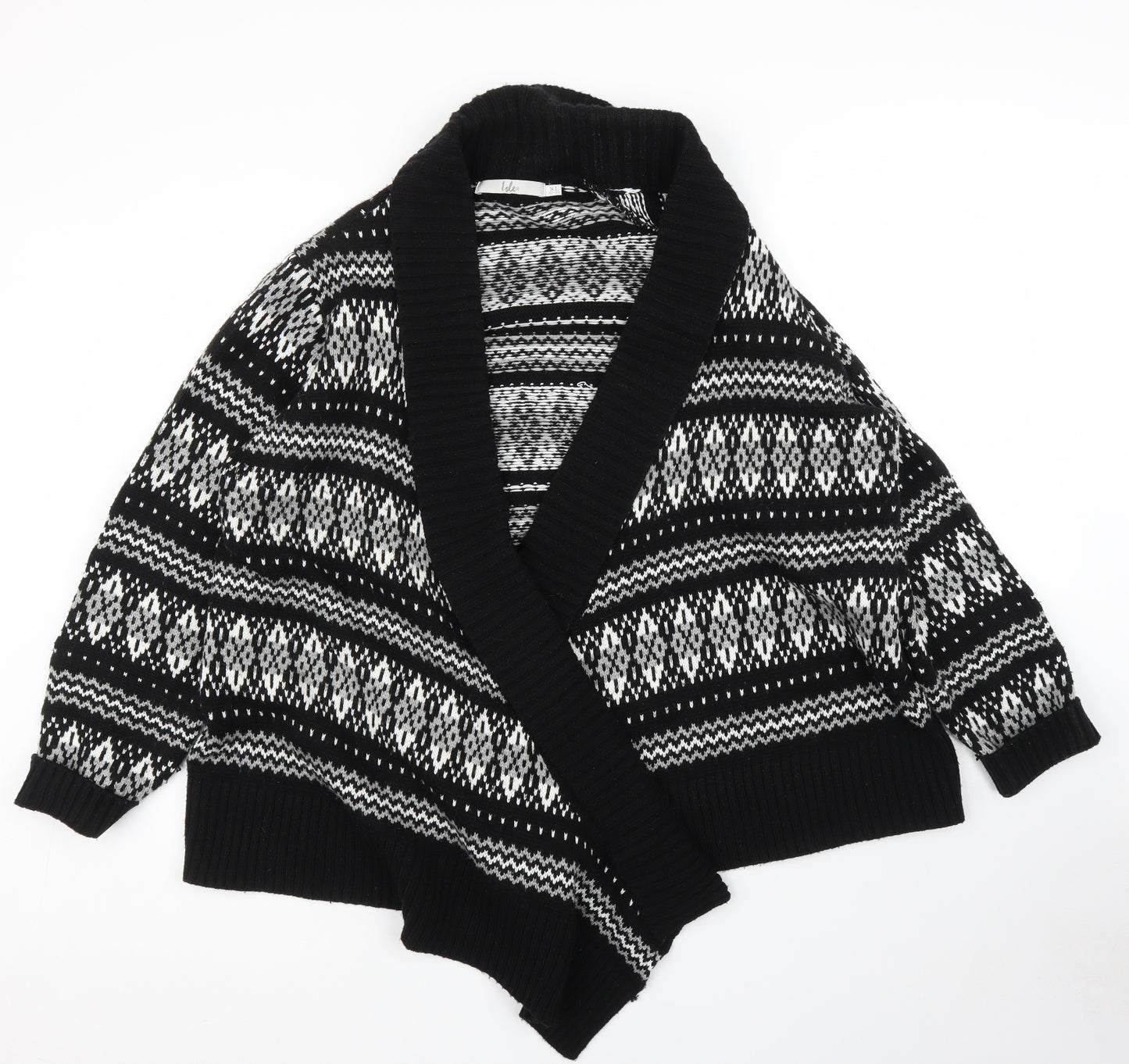 Isle Womens Black Fair Isle  Cardigan Jumper Size XL
