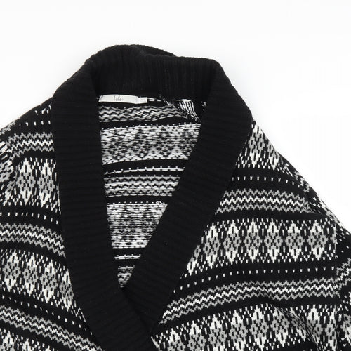 Isle Womens Black Fair Isle  Cardigan Jumper Size XL