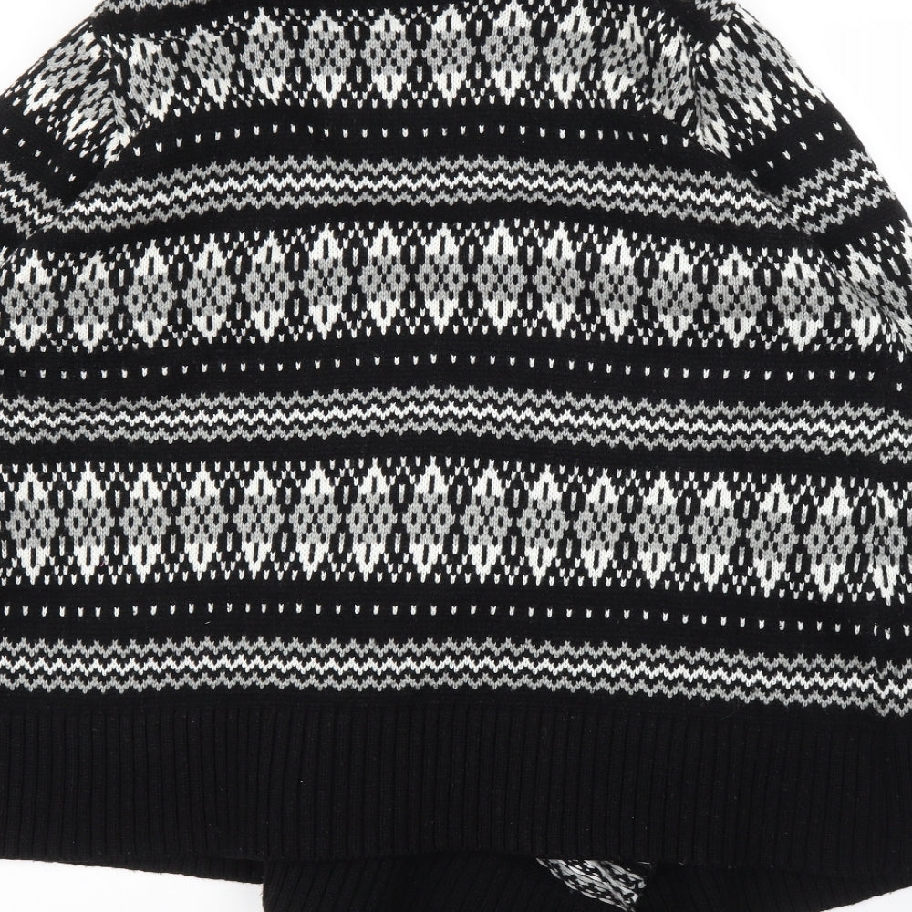 Isle Womens Black Fair Isle  Cardigan Jumper Size XL