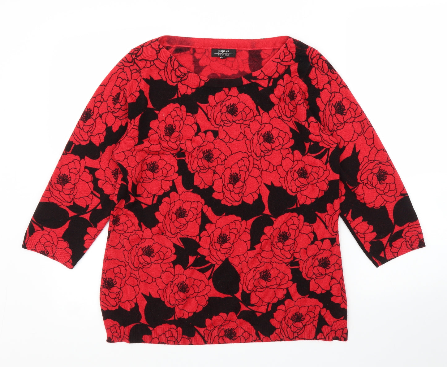 Papaya Womens Red Floral  Pullover Jumper Size 14