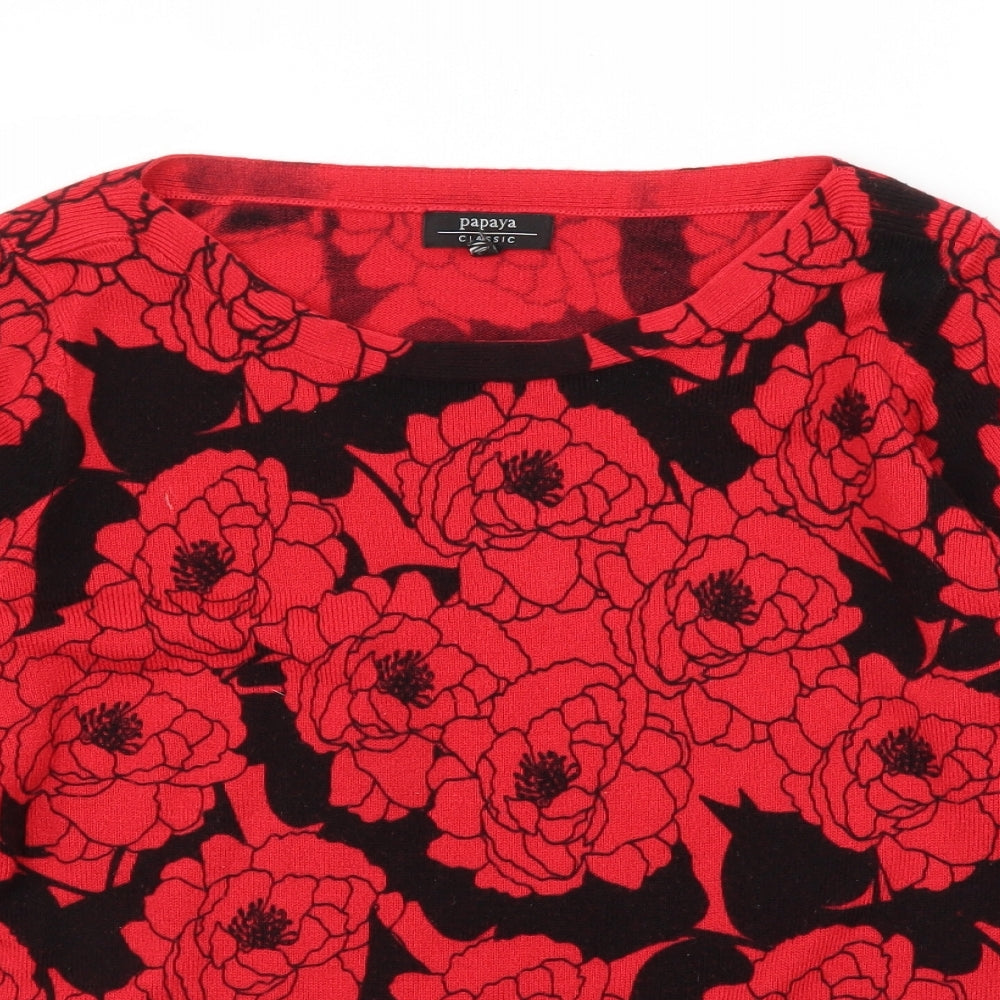 Papaya Womens Red Floral  Pullover Jumper Size 14