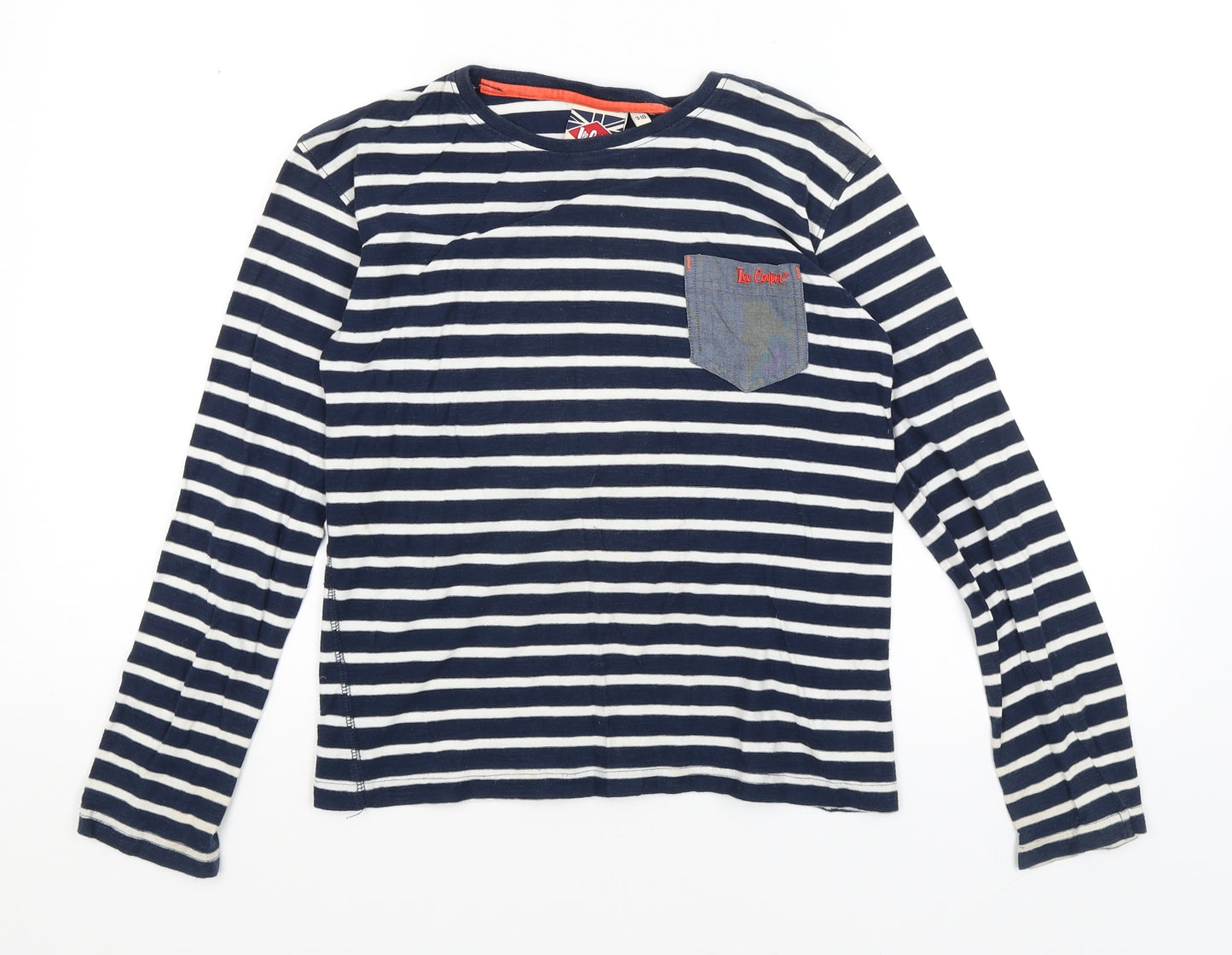 Lee Cooper Boys Blue Striped  Basic T-Shirt Size 9-10 Years