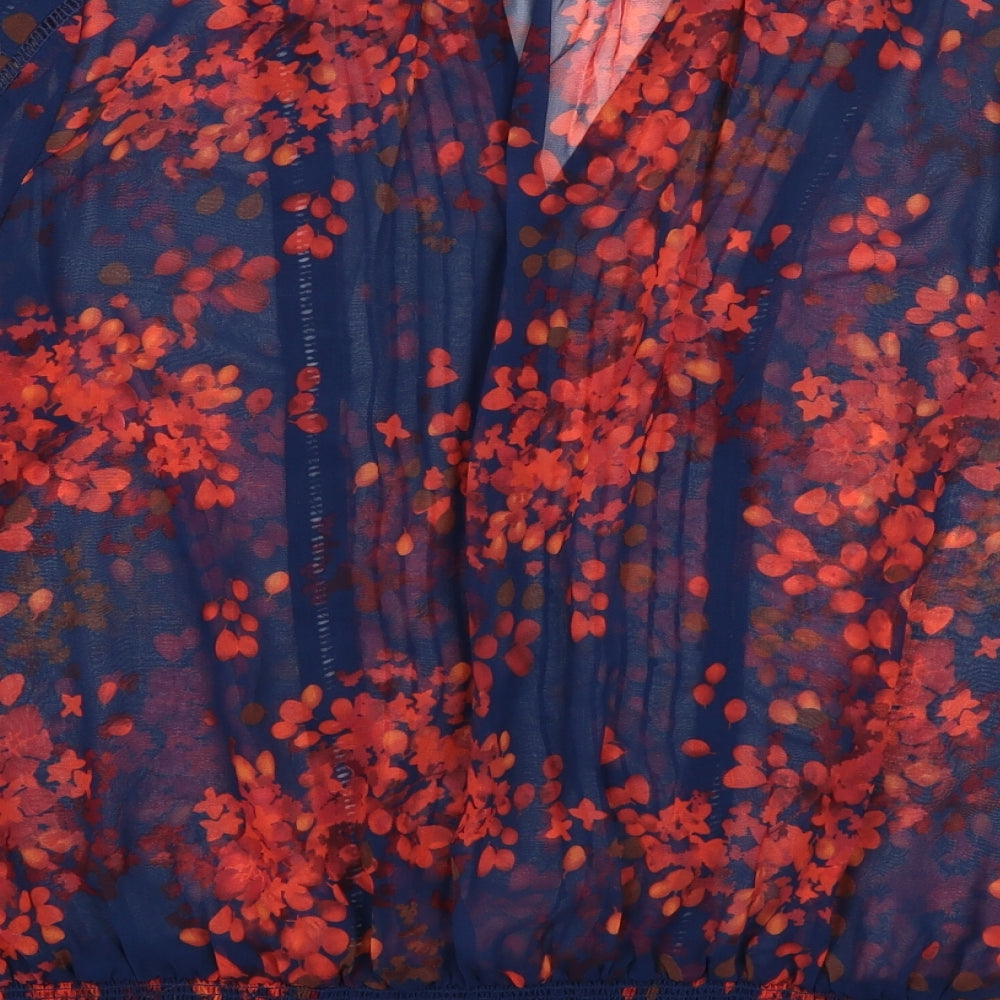 Jasper Conran Womens Blue Floral  Basic Blouse Size 18