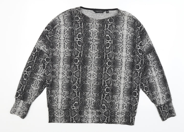Dorothy Perkins Womens Grey Animal Print Pullover Jumper Size 14