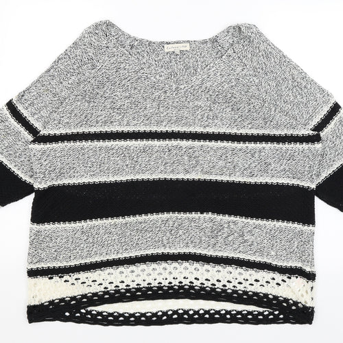 F&F Womens Grey Striped  Pullover Jumper Size 16