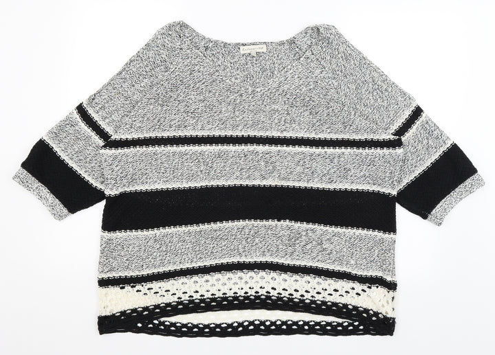 F&F Womens Grey Striped Pullover Jumper Size 16