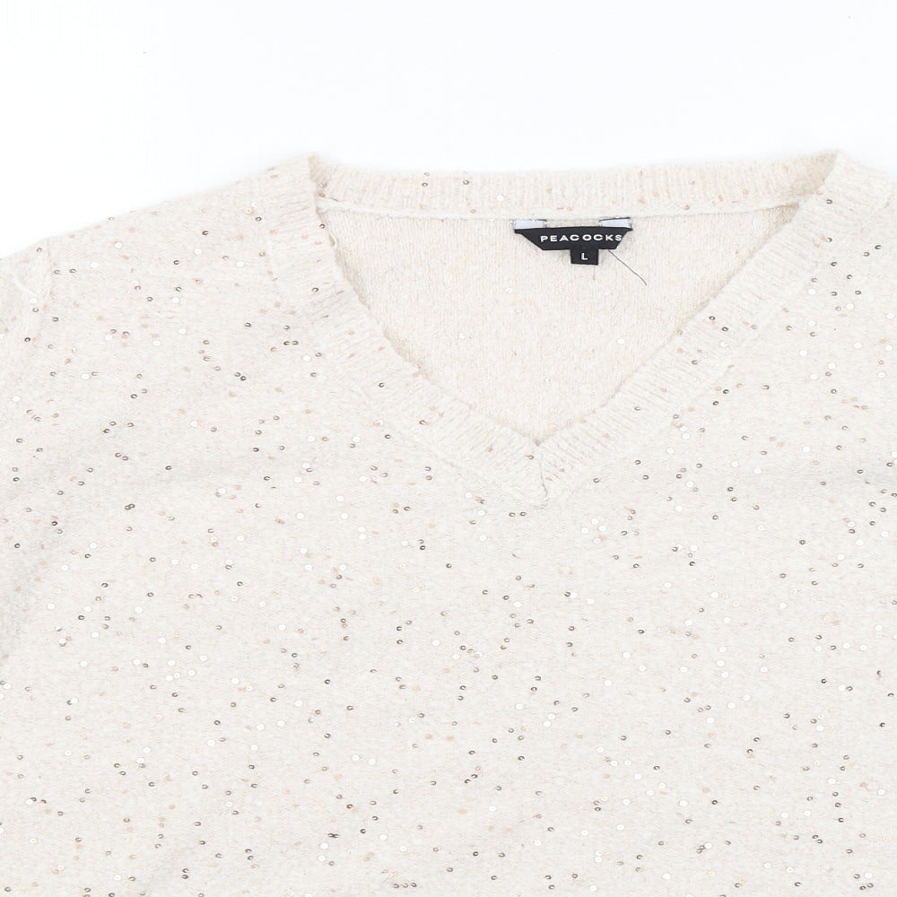 Peacocks Womens Beige   Pullover Jumper Size L