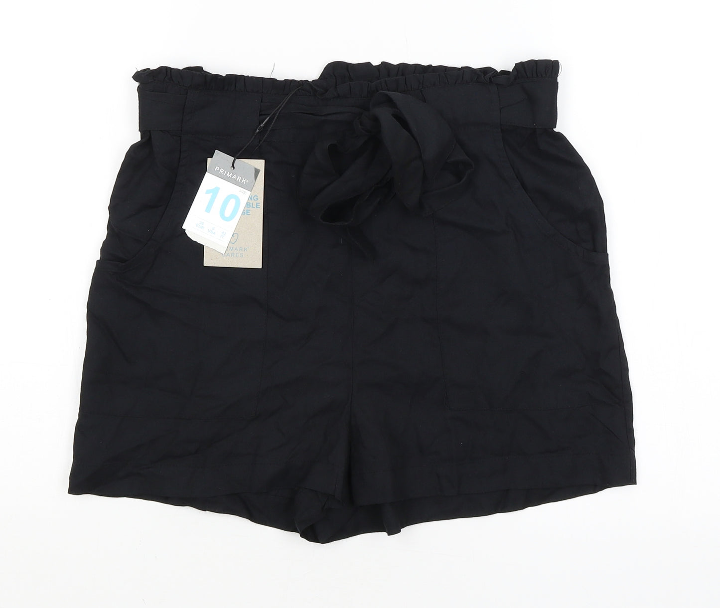 Primark Womens Black   Paperbag Shorts Size 10