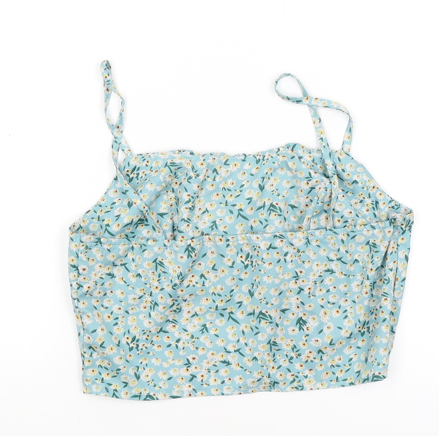 SheIn Womens Blue Floral  Cropped Tank Size S