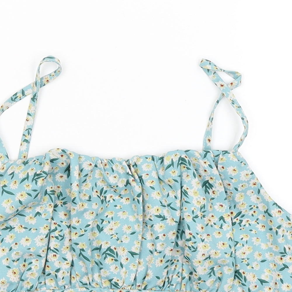 SheIn Womens Blue Floral  Cropped Tank Size S