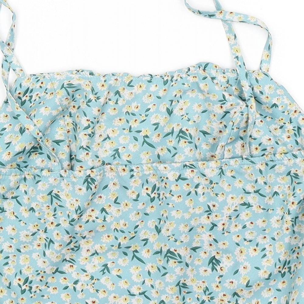 SheIn Womens Blue Floral  Cropped Tank Size S