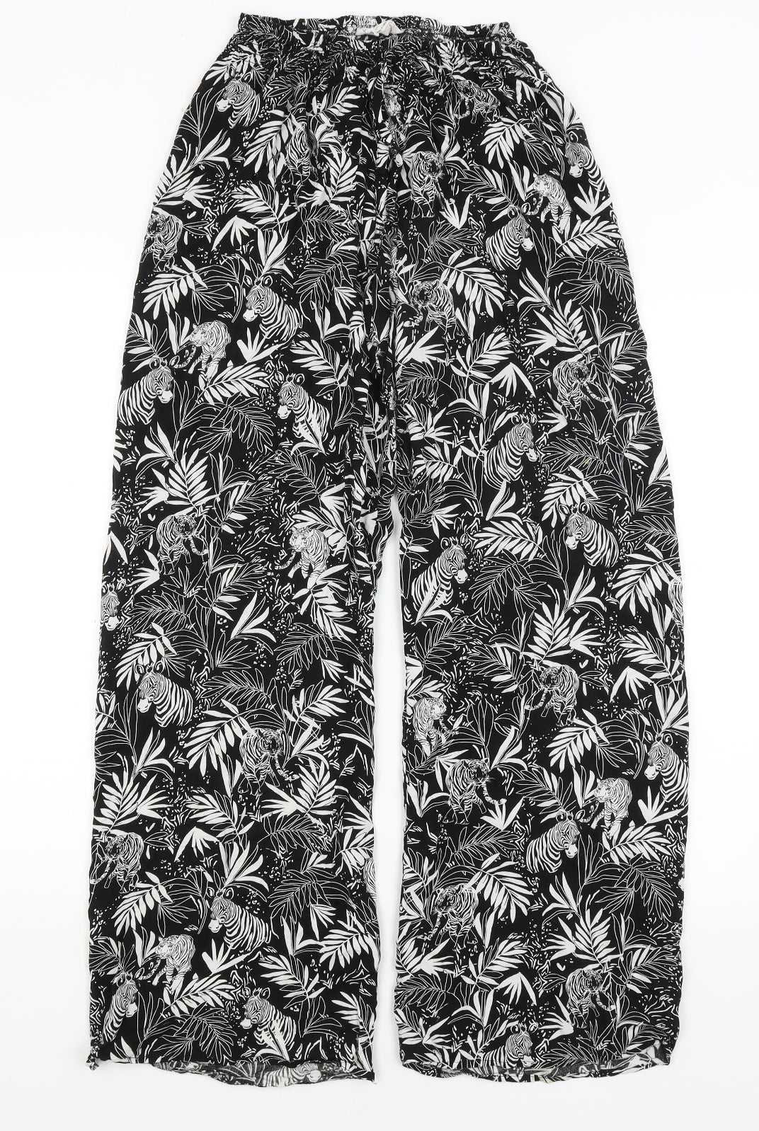 Primark Womens Black Floral  Trousers  Size XS L27 in