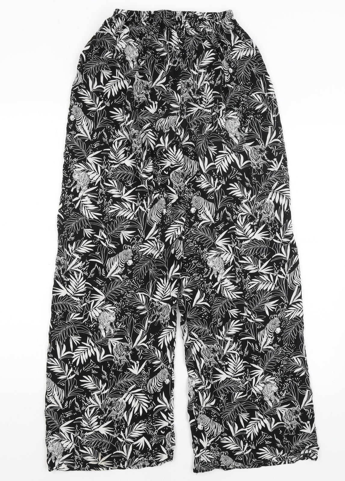 Primark Womens Black Floral  Trousers  Size XS L27 in