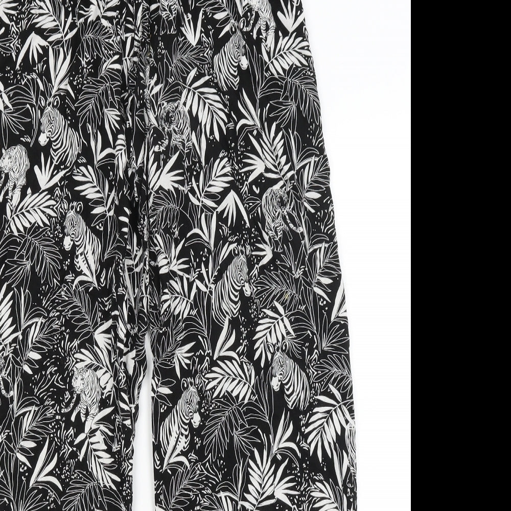 Primark Womens Black Floral  Trousers  Size XS L27 in