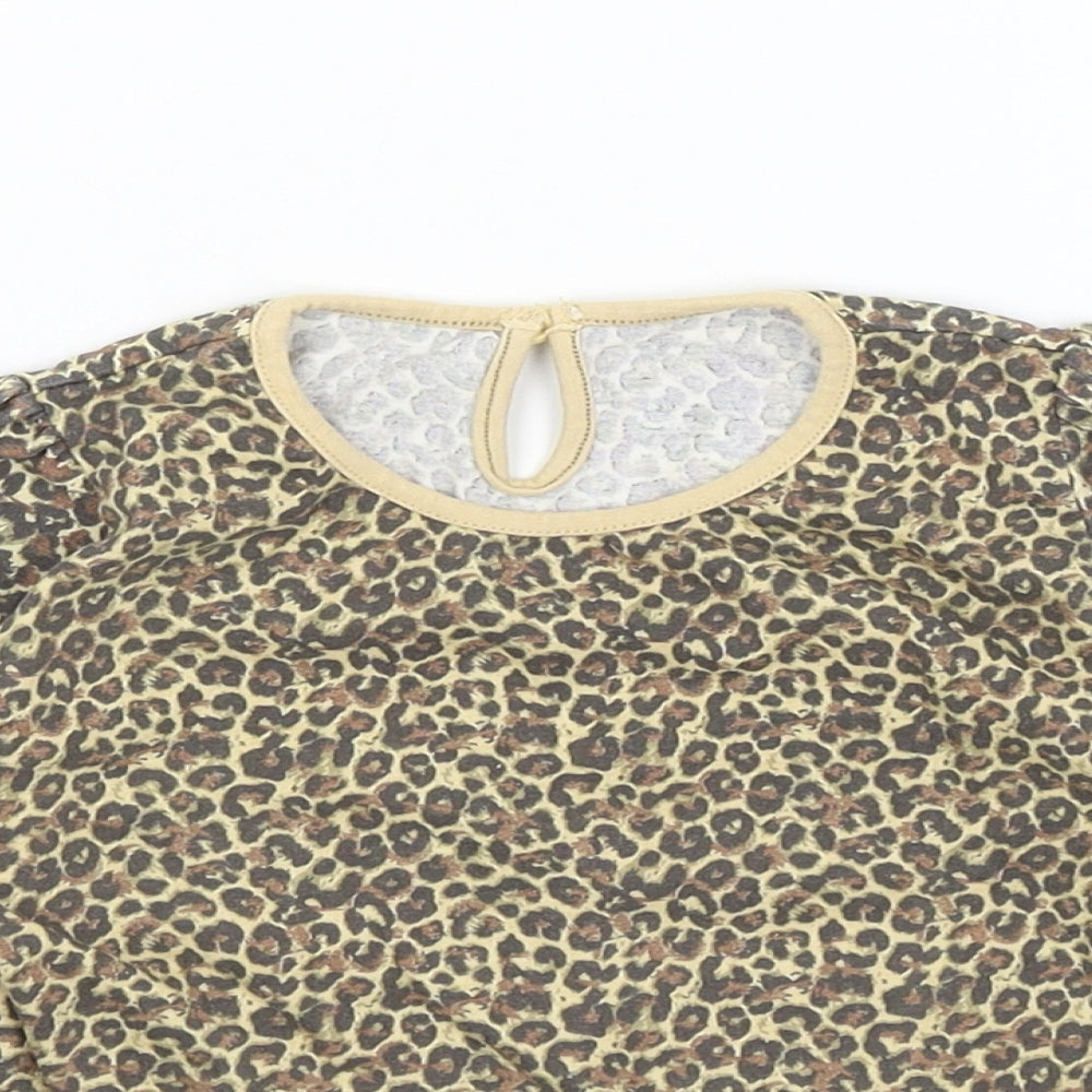 Matalan Girls Brown Animal Print  Basic T-Shirt Size 2-3 Years
