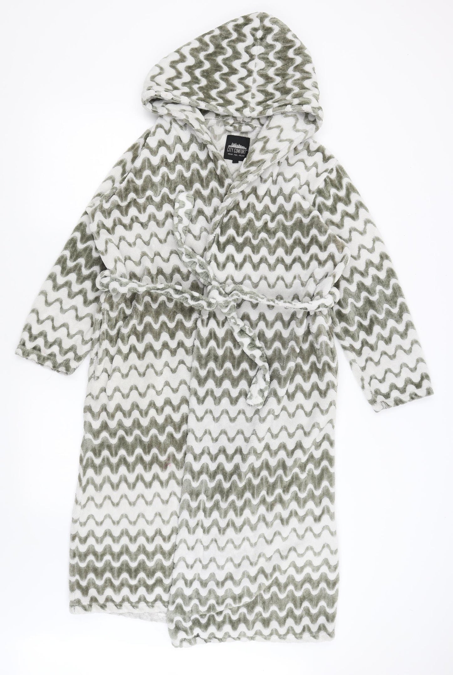 City Comfort Womens Grey Striped  Kimono Gown Size S