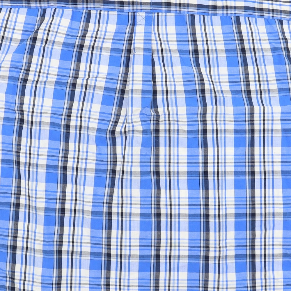 Mantaray Mens Blue Plaid   Button-Up Size XL