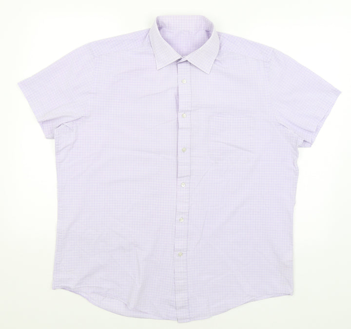 Debenhams Mens Purple Check   Button-Up Size 16.5