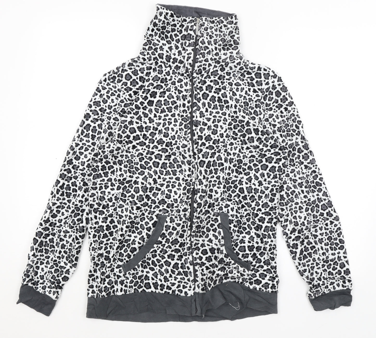 ESMARA Womens White Animal Print  Full Zip Jumper Size 14