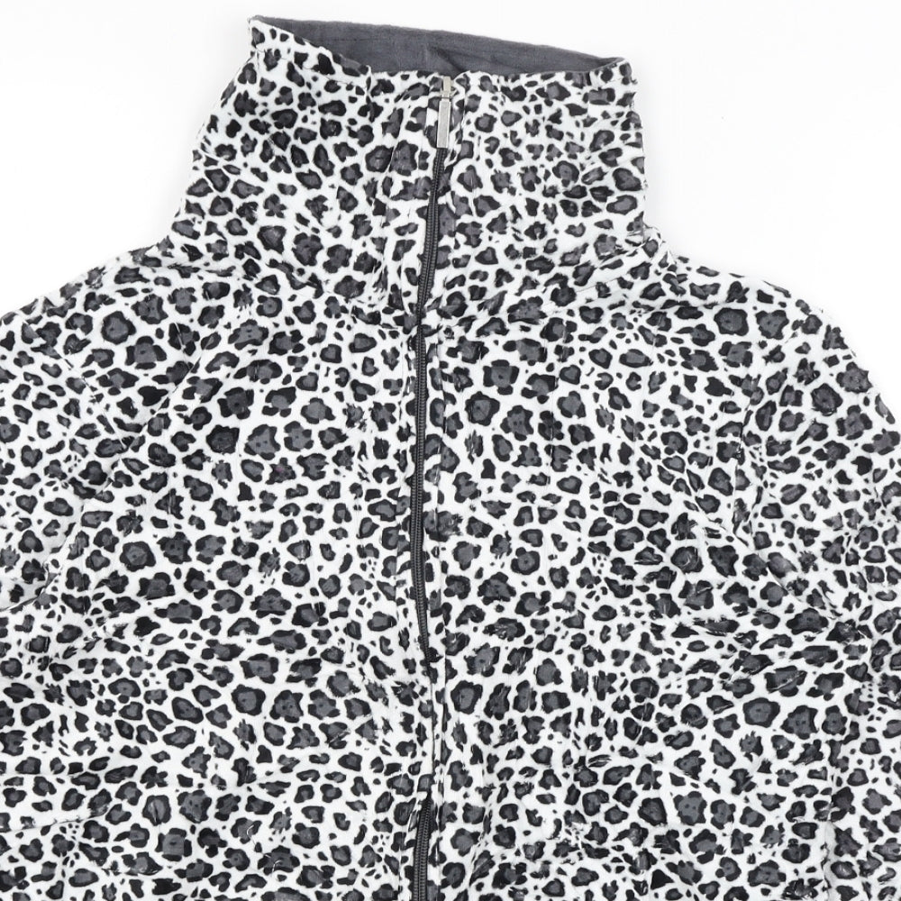 ESMARA Womens White Animal Print  Full Zip Jumper Size 14